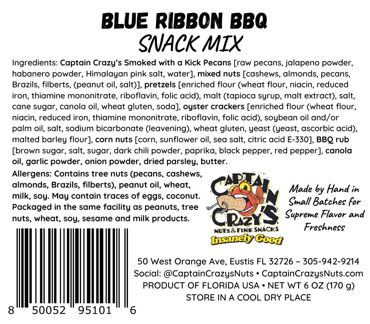 Blue Ribbon BBQ Nutty Snack Mix - 6oz Resealable Bag