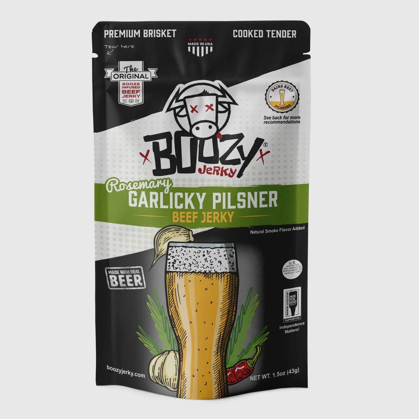 Rosemary Garlicky Pilsner Beef Brisket Jerky | Boozy Jerky