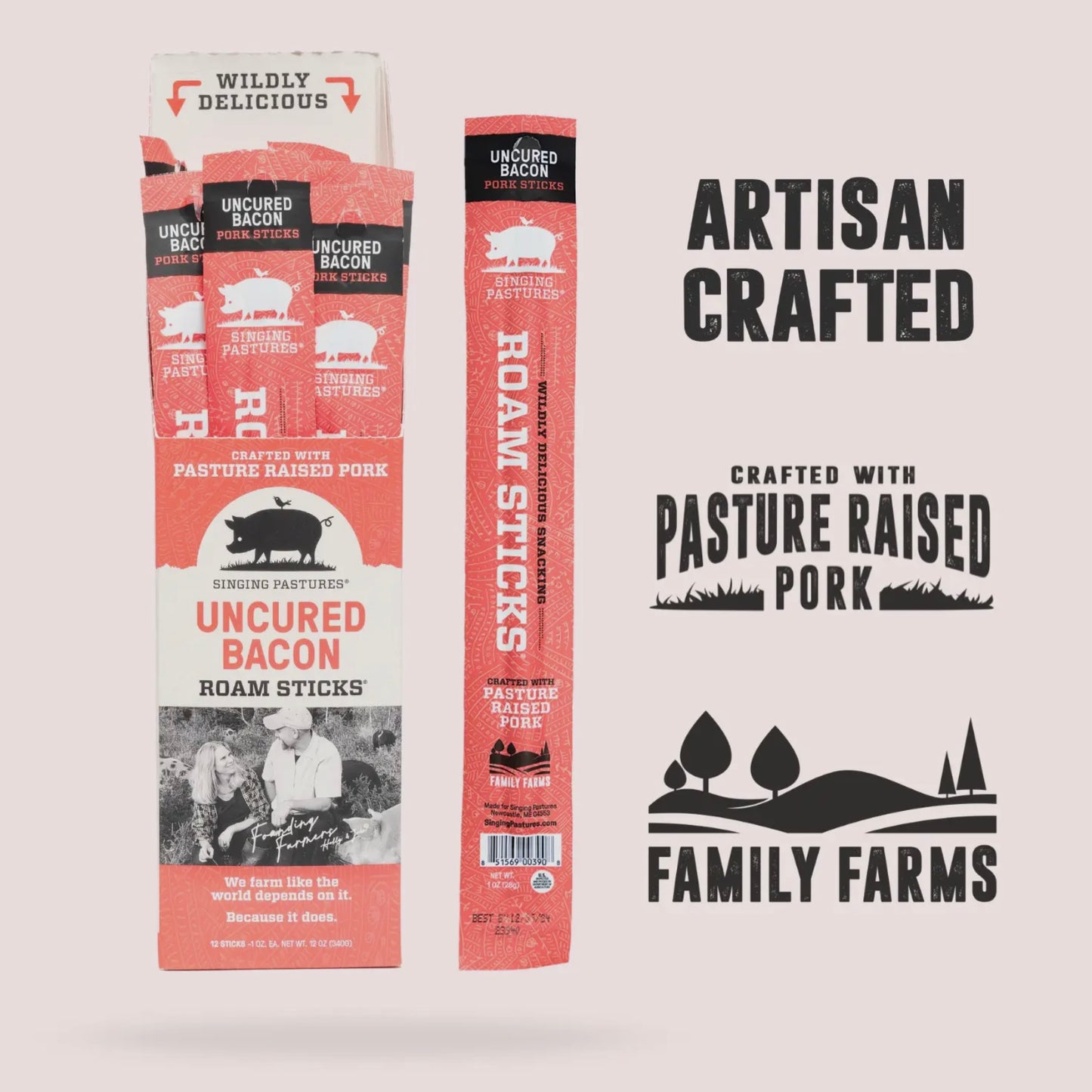 Pasture-Raised Pork Uncured Bacon Meat Stick
