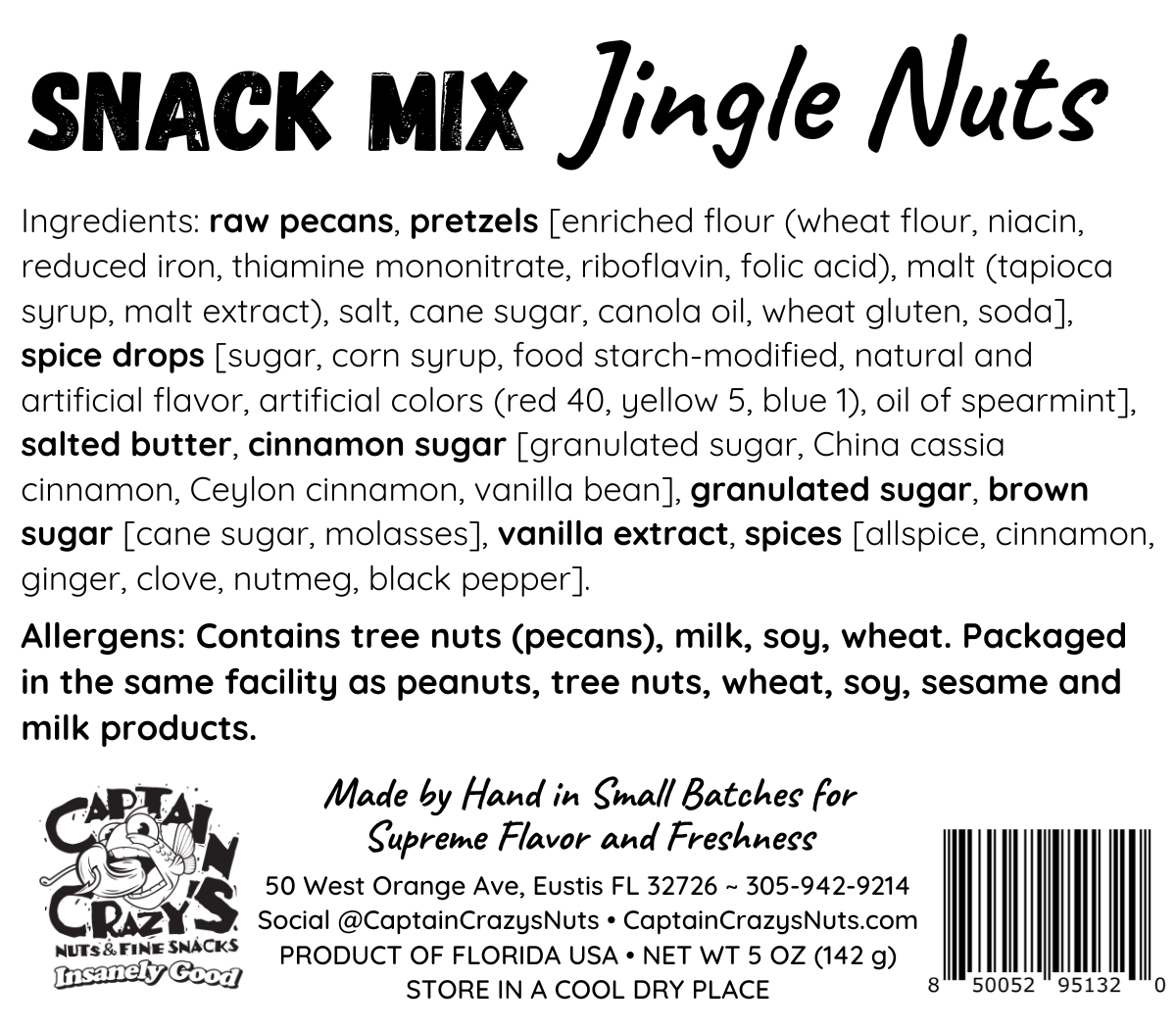 Jingle Nuts Holiday Snack Mix – Cinnamon Sugar Pecans, Pretzels & Spice Drops