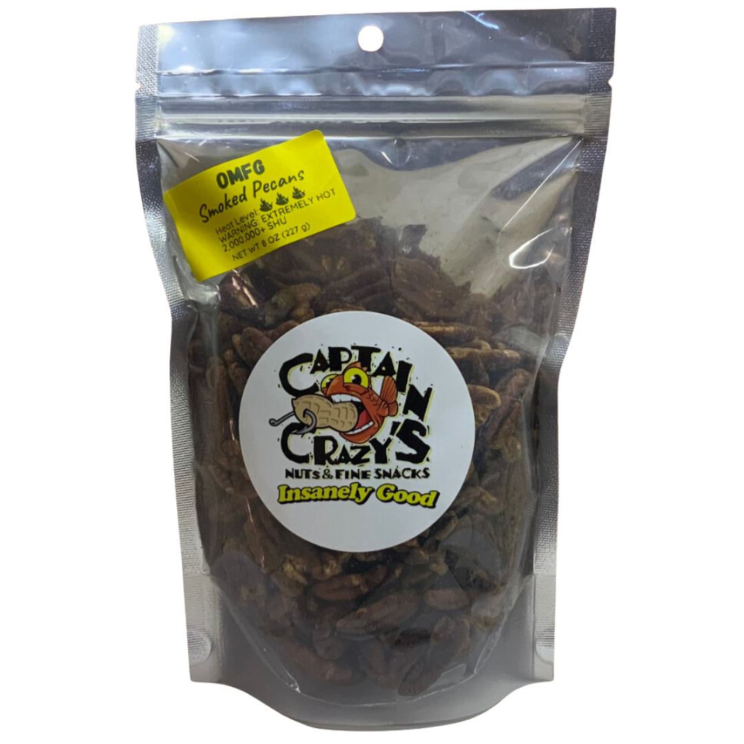 OMFG Hot Pepper Smoked Pecans - 8oz Resealable Bag