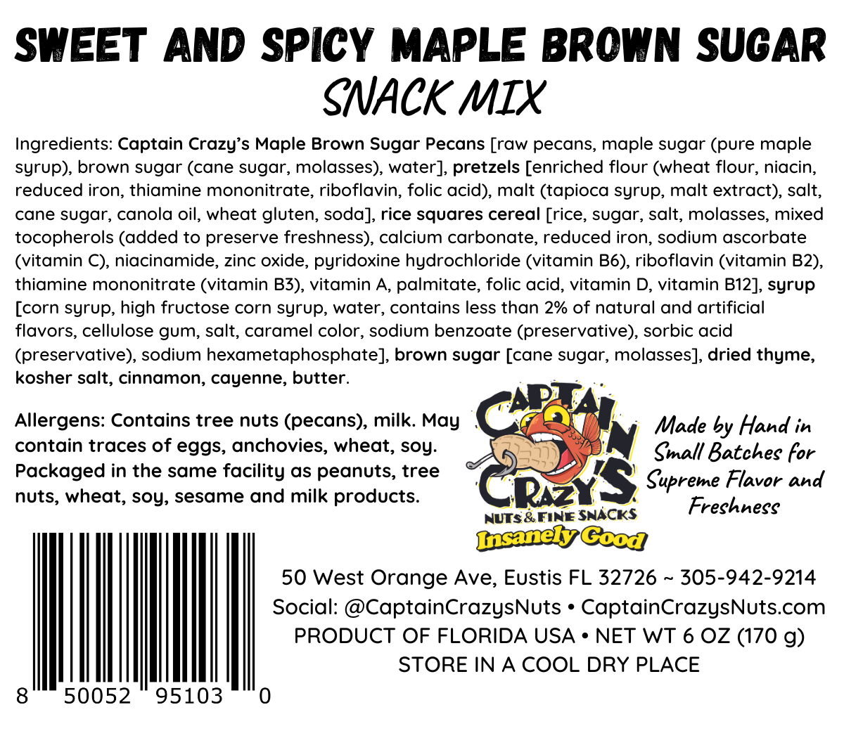 Sweet and Spicy Maple Brown Sugar Nutty Snack Mix - 6oz Resealable Bag