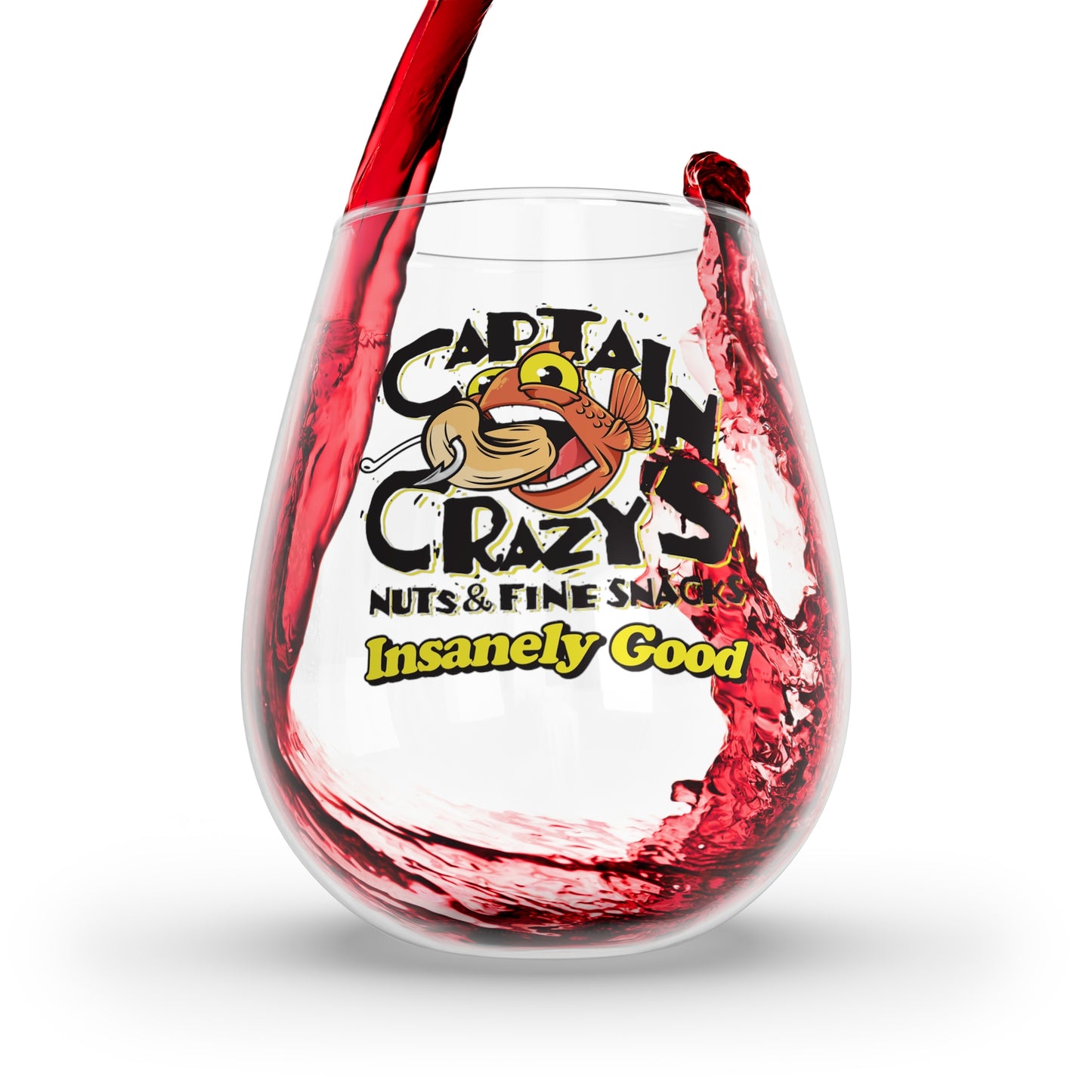Captain Crazy's Stemless Wine Glass