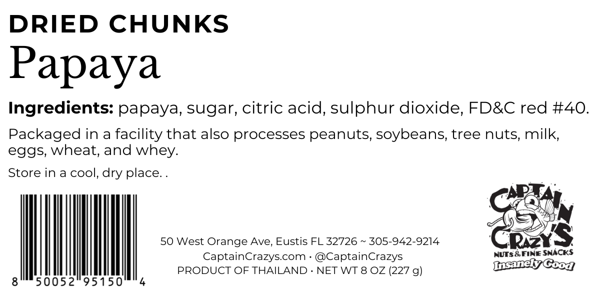 DRIED PAPAYA CHUNKS, Mouthwatering, Sweet and Delicious Dried Fruit Snack