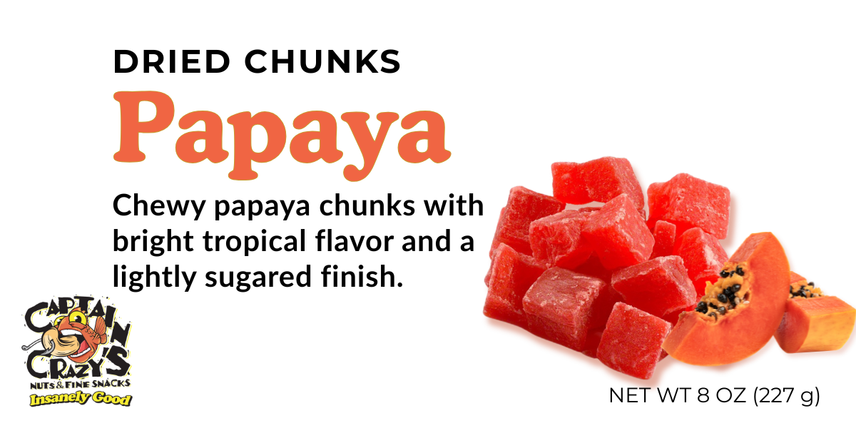 DRIED PAPAYA CHUNKS, Mouthwatering, Sweet and Delicious Dried Fruit Snack