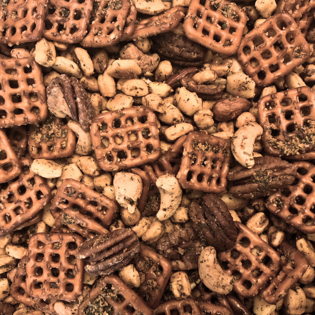 Garlic Dill Nutty Snack Mix