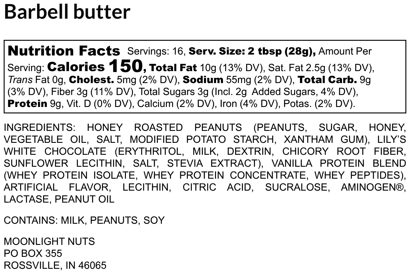 Barbell Butter - White Chocolate PROTEIN Peanut Butter