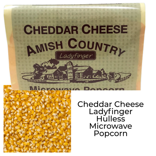 Cheddar Cheese Ladyfinger Hulless Microwave Popcorn - Amish Country