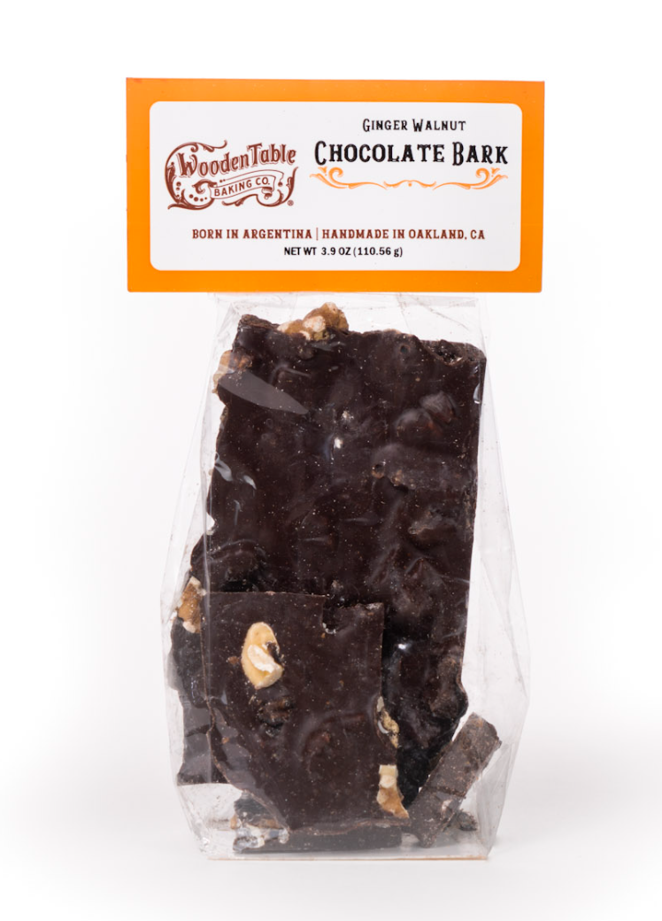 Dark Chocolate Ginger and Walnut Bark - No Gluten (4 oz)