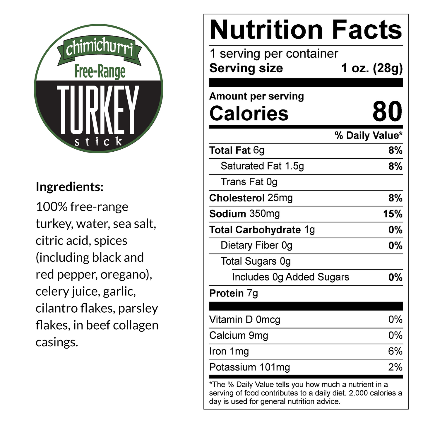 Chimichurri - Free-Range Turkey Sticks (No Sugar)